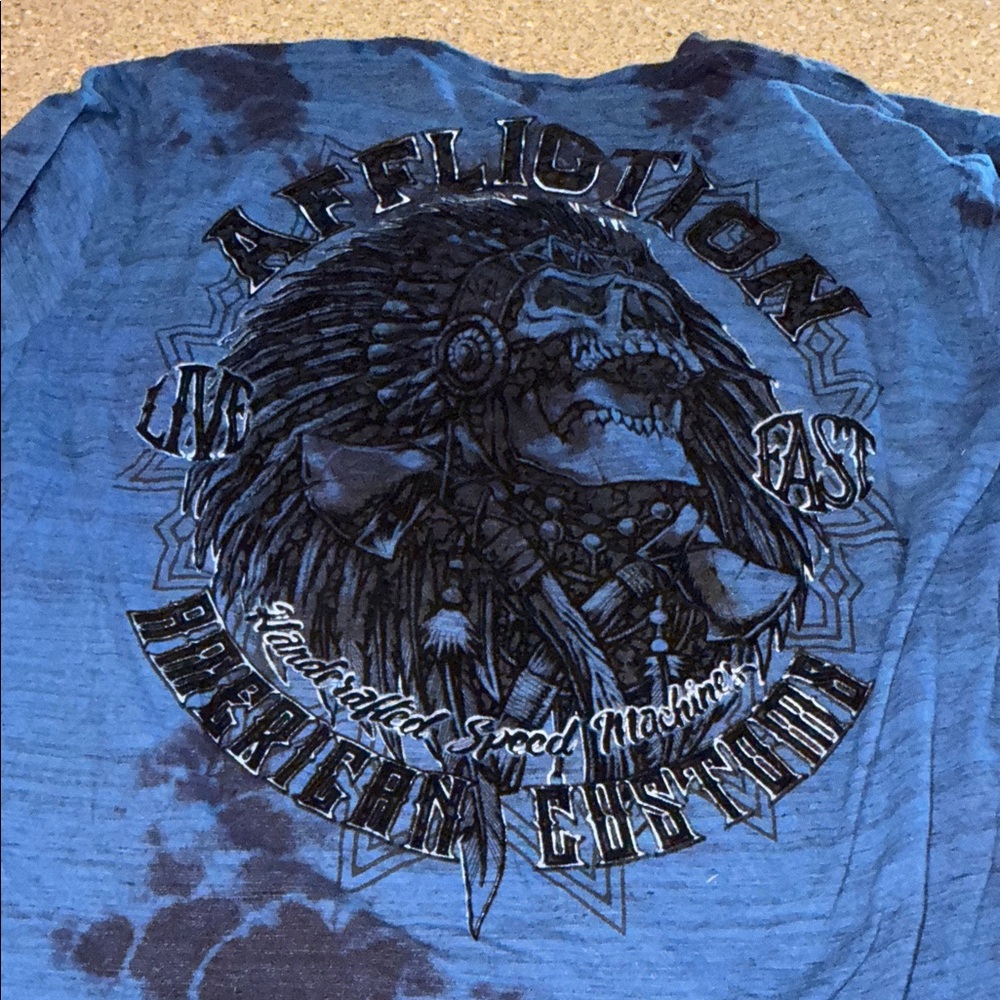 New Affliction Velvet Lace up Graphic Tee - Picture 5 of 5